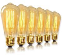 Levidon ST64 Vintage Light Bulbs with E27 Edison Screw Cap, Squirrel Cage Shaped Filament Bulb, 60W 2200K Warm White Dimmable, Pack of 6