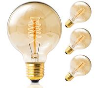 Levidon Vintage Edison Light Bulbs, 40W Dimmable E27 Filament Bulbs, Warm White 2200K Retro Globe G80 Bulbs, 120LM Edison Screw Bulb for Home, Cafe & Restaurant, 220V-240V, 4 Pack