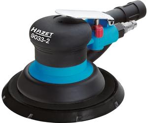 Levigatrice ad orbita casuale HAZET 9033-2, inclusa di tubo di aspirazione, sacchetto di raccolta e disco di levigatura con foro a 15 fori, altezza complessiva ridotta e alloggiamento leggero