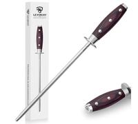 LEVINCHY 10 inch Honing Steel with Pakkawood Handle, Knife Sharpener Rod, Professional Knife Sharpening Steel