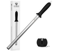 LEVINCHY Diamond Knife Sharpening Steel - 12 inch Professional Diamond Coating Honing Steel, Premium Knife Sharpener Rod for All Knives, Lightweight & Durable