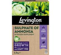 Levington Sulphate of Ammonia Fertiliser 1.5kg - High Nitrogen Feed (21-0-0) for Leafy Veg, Shrubs & Trees - Promotes Strong Green Growth - Fast-Acting Plant Food for Garden Use