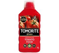 Levington Tomorite Concentrated Tomato Food 1L | Enriched with Seaweed Extract for 50% More Tomatoes | Professional Liquid Plant Food for Peppers Potatoes & Aubergines | NPK 4-3-8 | 1 Litre Bottle