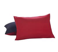 levinsohn Lux Hotel Bedding Reversible Microfiber Pillow Shams - Navy/Red, Standard/Queen, 2 Pack