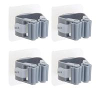 LEVIOC'S 4-Pack Mop And Broom Holder Wall Mount, PVC/MABS, Grey, Broom And Dustpan Hanger, Home Cleaning, Commercial Cleaning