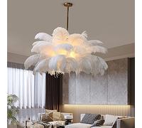 LEVIOC'S Ostrich Feather Ceiling Light, 3 Light White Feather Chandelier Creative G4 Romantic Luxury Pendant Light Corridor Bedroom Lighting Fixture