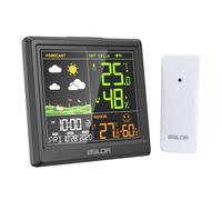 LEVIPE Wireless Weather Station with Outdoor Sensor, Wireless Weather Station with Adapter, Digital Colour Display, Thermometer Hygrometer Indoor and Outdoor Use, Weather Forecast, Alarm Clock