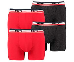 Levi's 4-Pack Men's SPRTSWR Logo Boxer Brief Boxer Shorts Underwear Pants, Color:786 - Red/Black, konfektionsgröße:S