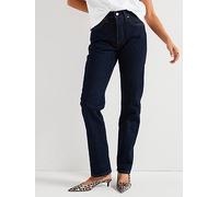 Levi's 501® High Rise Straight Leg Jean - Dark Blue, Blue, Size 26, Inside Leg 30, Women Blue