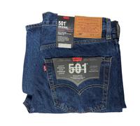 Levis 501 Mens Blue Regular Fit Straight Leg Denim Jeans Stonewash Trousers