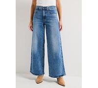 Levi's 728 High Rise Wide Leg Jeans - Sweet Success - Blue, Navy, Size 27, Inside Leg 30, Women Navy