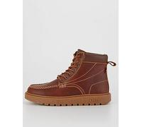 Levi's Abner Red Tab Leather Lace Up Boots - Dark Brown, Dark Brown, Size 7.5, Men Dark Brown