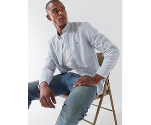 Levi's Authentic Button Down Striped Long Sleeve Shirt, White, Size L, Men White