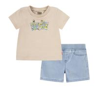 Levi's Baby Boys' TEE and Short Set SBSS242 Hooded Sweatshirt, Oxford TAN, 3 Months