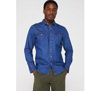Levi's Barstow Denim Western Shirt - Mid Wash, Blue, Size S, Men Blue