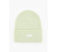 Levis Beanie Knitted Cuff Slouchy Red Tab pale green