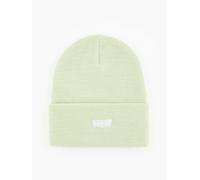 Levis Beanie Knitted Cuff Unisex Slouchy Red Tab pale green