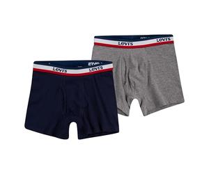 Levi's Boys' Boxer Briefs, 2Pk, Grey Heather, Size L, Stretchable, Mid Rise, Sportswear Theme