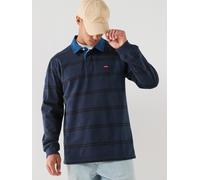 Levi's Classic Stripe Rugby Long Sleeve Polo Shirt, Blue, Size M, Men Blue