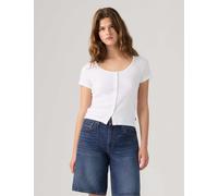Levi's Cotton Rich Ribbed Button Through Top White