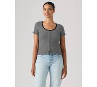 Levi's Cotton Rich Striped Button Through Top Black Mix