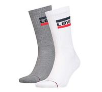 Levi's Crew Sock, White/Grey, 35/38 (Pack of 2)