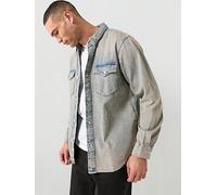 Levi's Denim Western Relaxed Fit Long Sleeve Shirt, Blue, Size S, Men Blue