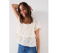 Levi's Dom Shortsleeve Lace Blouse, White, Size S, Women White
