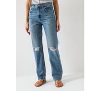 Levi's Easy Dad Relaxed Fit Straight Leg Jeans, Blue, Size 30, Inside Leg 30, Women Blue
