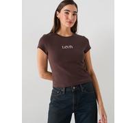 Levi's Embroidered Logo Essential Baby T-Shirt, Java - Brown, Size L, Women Java - Brown