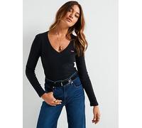 Levi's Essential V Neck T-shirt - Caviar, Black, Size Xs, Women Black