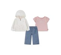 Levi's Girls 3-Piece Hoodie T-Shirt Wide-Leg Pants Set, Pink, Size 18 Months Pink