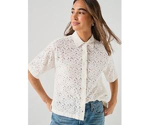 Levi's Harlie Shortsleeve Lace Shirt, White, Size M, Women White