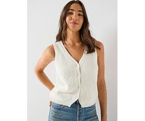 Levi's Helen Mini Boucle Vest, Beige, Size M, Women Beige