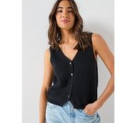 Levi's Helen Mini Boucle Vest, Black, Size M, Women Black