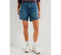 Levi's High Rise Baggy Linen+ Denim Shorts Stop Flaxing Short - Blue 26