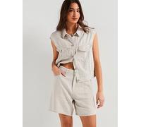 Levi's High Rise Baggy Linen+ Denim Shorts, Grey, Size 26, Women Grey