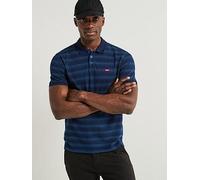 Levi's Housemark Logo Short Sleeve Striped Polo Shirt - Navy, Navy, Size S, Men Navy