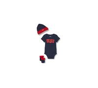 Levi's Kids Baby Boys Baby and Toddler Baby Set CLASSIC BATWING INFANT HAT, BODYSUIT, BOOTIE SET 3PC 0019 Dress Blues 6-12 Months