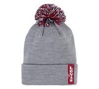 Levi's Kids Beanie Hat, Dark Grey Heather/Red, One Size
