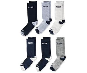 Levi's Kids LHN Box TAB HIGH Cut 6PK BL0269 Hosiery, Dress Blues, 4-5 Years