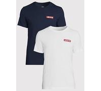 Levi's Levis 2 Pack Logo Short Sleeve T-Shirt - Navy/White, Navy, Size M, Men Navy