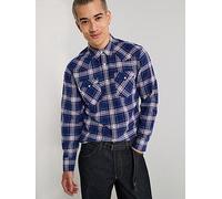Levi's Levis Barstow Western Checked Button Down Shirt - Dark Blue, Navy, Size L, Men Navy