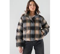 Levi's Levis Brynn Crop Checked Puffer Jacket, Brown, Size Xs, Women Brown