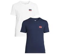 Levi's Men's 2-Pack Crewneck Graphic Tee T-Shirt, Sportswear White/Dress Blues, XXL