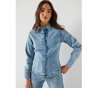 Levi's Long Sleeve Shaped Shirt, Blue, Size Xs, Women Blue