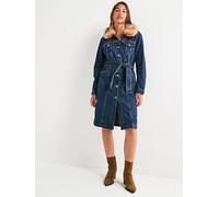 Levi's Longline Fur Trucker Jacket, Navy, Size M, Women Navy