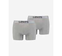 Levi's Men's Melange Wasitband Organic Cotton Boxer Brief (Pack of 2), Mid Grey Melange, L