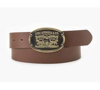 Levi's Men's Billy Plaque APPAREL_BELT, Medium Brown, 80