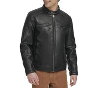 Levi's Men Faux Leather Racer Jacket, Black Quilt Lined, L